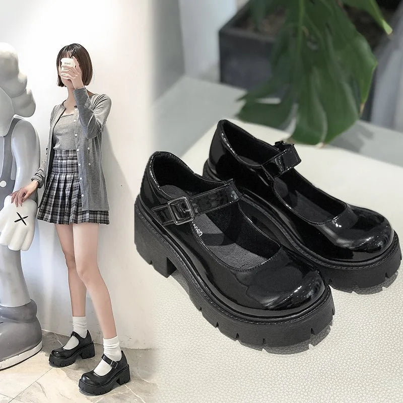 Japanese Lolita Mary Jane Platform Shoes – High Heel Vintage College Style for Women and Girls - Premium shoes from Lizard Vigilante - Just $33.88! Shop now at Lizard Vigilante