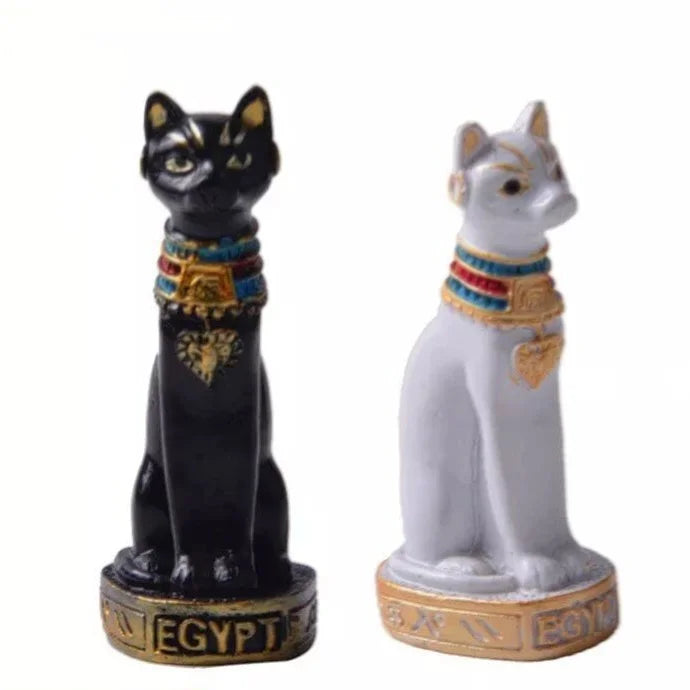 Lovely Egyptian Cat Shape Statue Retro Cartoon Car Desktop Decoration Miniatures Animals Figurines Household Crafts Ornament