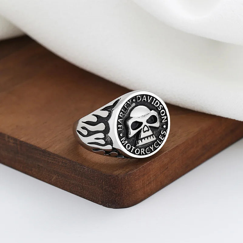 Retro Biker Skull Ring For Men Silver Color Punk Gothic Rock Hiphop Open Ring Handmade Designer Jewelry Biker Accessories Gift - Premium  from Lizard Vigilante - Just $2.99! Shop now at Lizard Vigilante