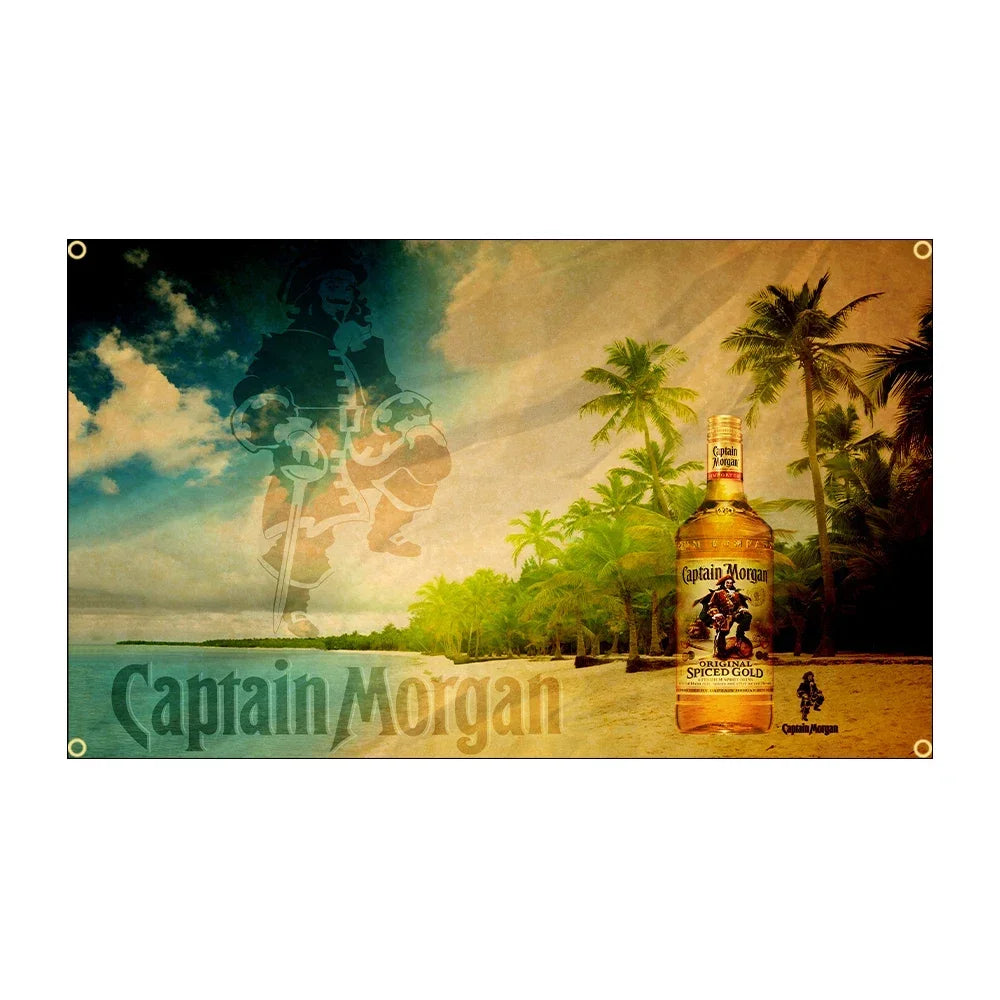 Captain Morgan Rum Flag 3x5 Ft - 90x150cm Printed Polyester Banner for Wall Decor, Parties, and Bars - Premium flag from Lizard Vigilante - Just $11.99! Shop now at Lizard Vigilante