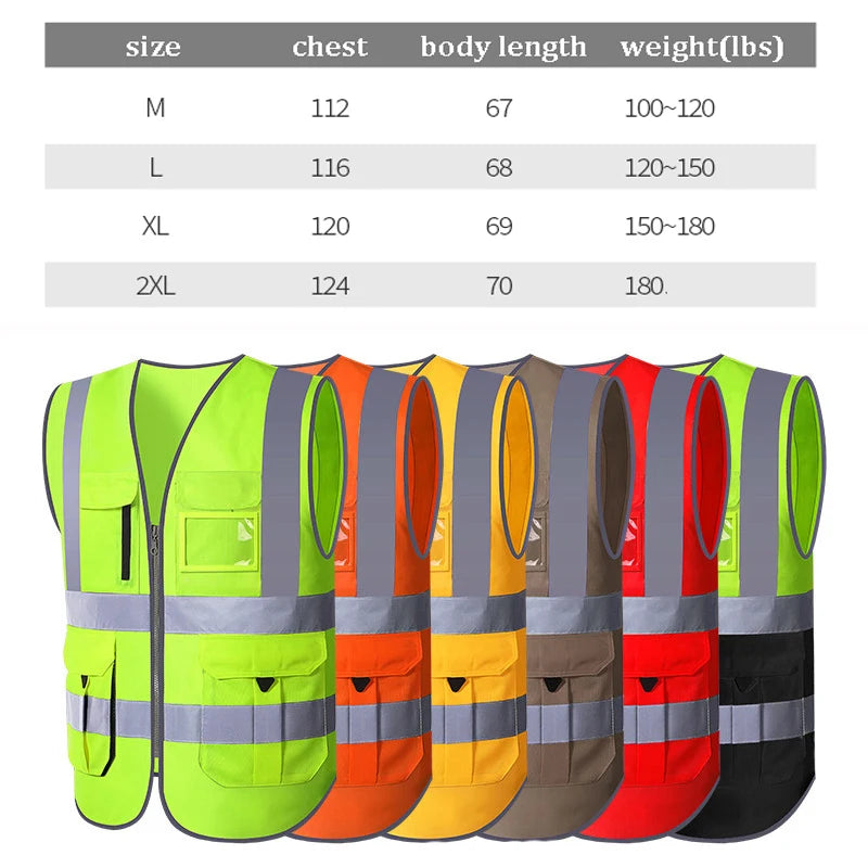 Orange Safety Vest Multi Pockets High Visibility Workwear Vest Zipper Front - Premium vest from Lizard Vigilante - Just $20.99! Shop now at Lizard Vigilante