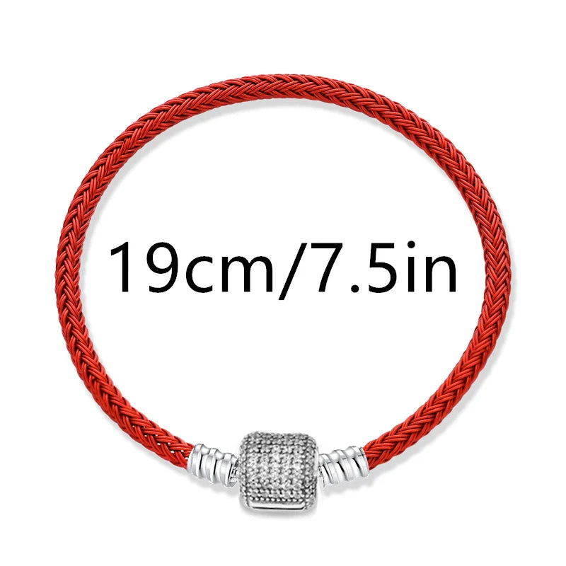 925 Silver Valentine's Day Snake Year Series Pendant Suitable for 925 Sterling Silver Original Women's Bracelet DIY Jewelry Gift