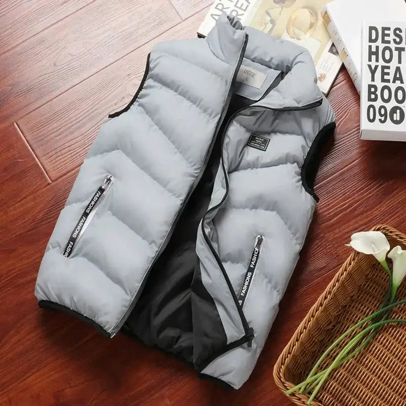 2024 New Puffer Sleeveless Coats Mens Solid Color Down Jacket Winter Warm Vest Jacket Men Waistcoat Outwear Windbreaker Clothing