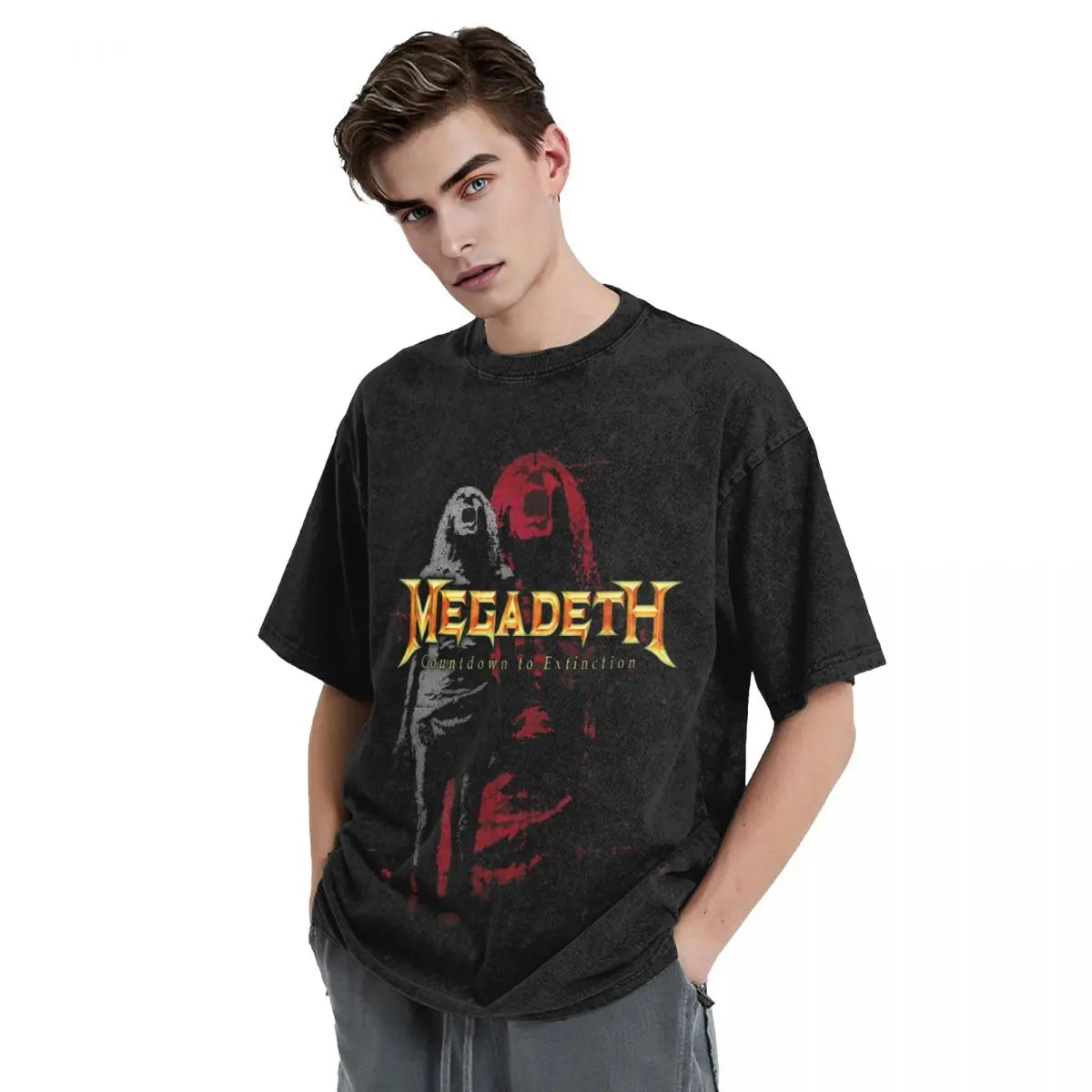 Countdown to Extinction Metal Rock T-Shirt – Megadeth-Inspired Thrasher Streetwear Graphic Tee for Men - Premium T-shirt from Lizard Vigilante - Just $32.99! Shop now at Lizard Vigilante