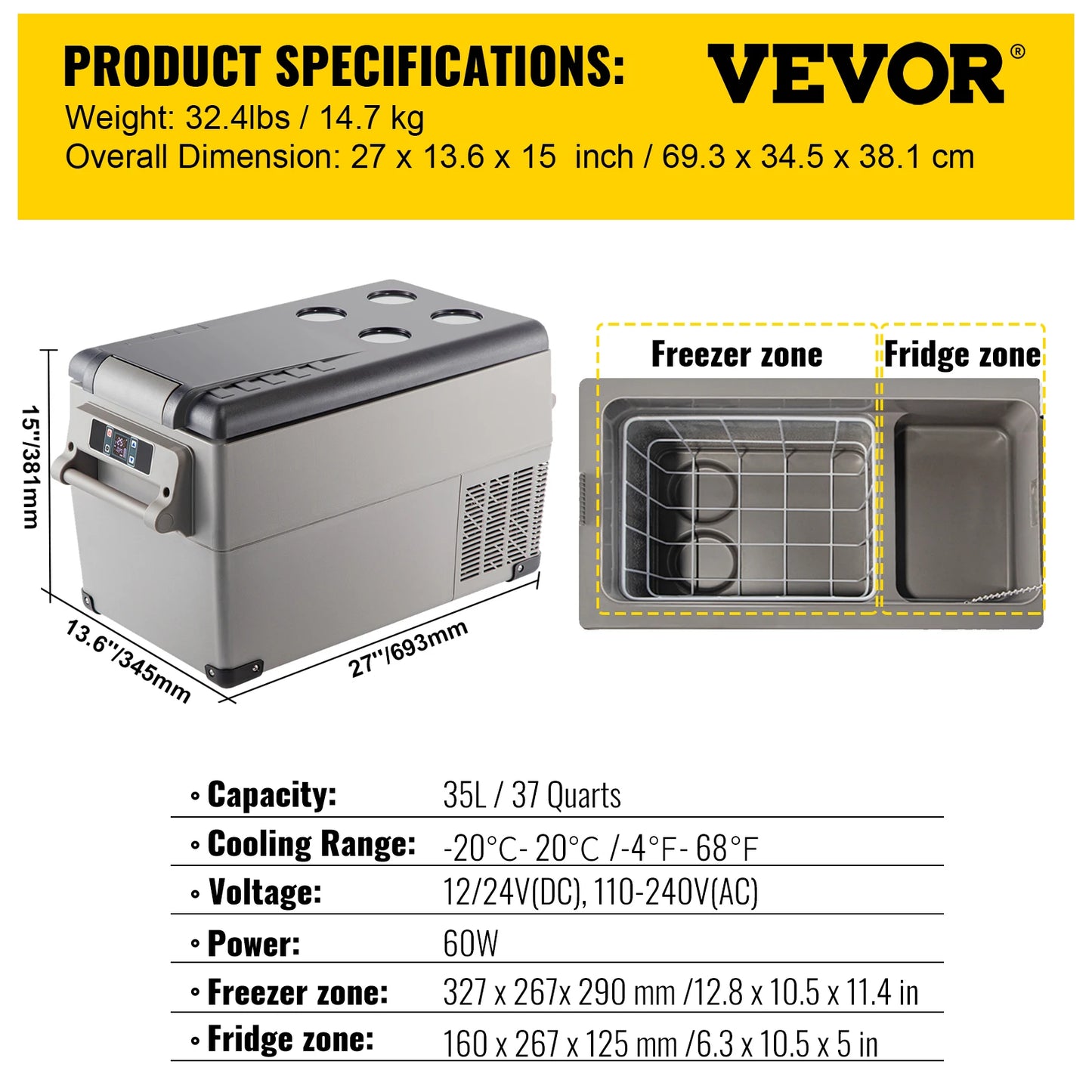 VEVOR Portable Car Fridge - Your On-the-Go Cooler - Premium mini fridge from Lizard Vigilante - Just $289.88! Shop now at Lizard Vigilante