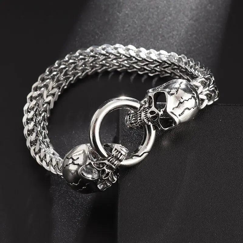 Boho Punk Gothic Skull Bracelet Men's Retro Personality Bike Ride Rock Party Cuff Jewelry Accessories - Lizard Vigilante