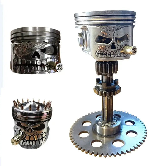 Carving Piston Skull Face Realistic Sculpture Skull Man Head Statue Garden Office Home Decor Halloween Party Skeleton Figurine