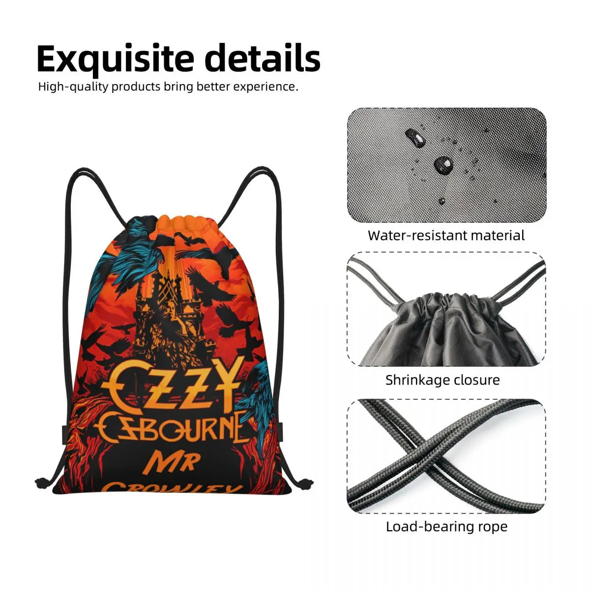 Ozzy Osbourne Drawstring Bags Women Men Foldable Gym Sports Sackpack Heavy Metal Band Rock Shopping Storage Backpacks - Lizard Vigilante