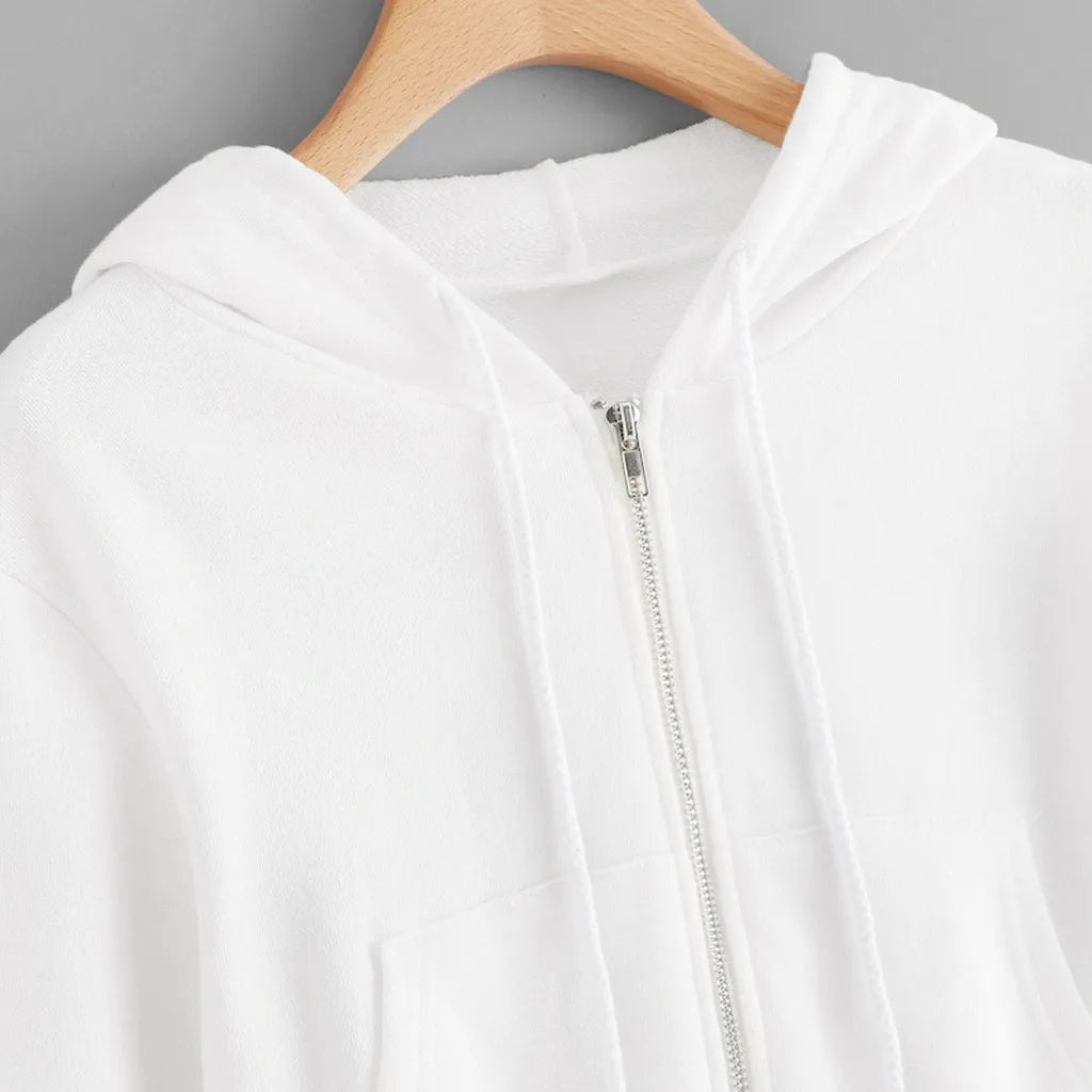 Korean Style Streetwear 2024 Hooded Casual Zipper Pocket Sweatshirt for Women - Premium jacket from Lizard Vigilante - Just $28.88! Shop now at Lizard Vigilante