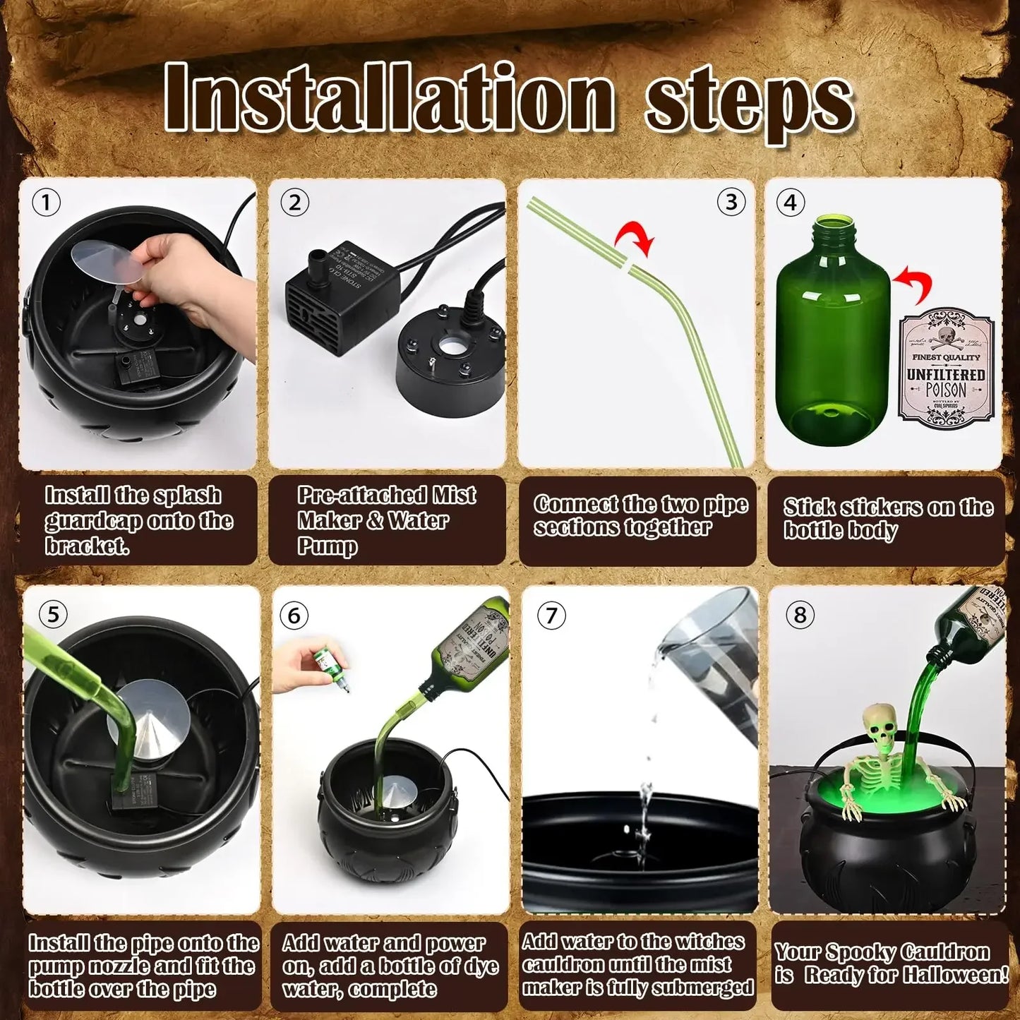 Witch Cauldron with LED & Fog