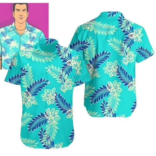 GTA Vice City 3D Print Hawaiian Beach Shirt – Casual Casualty Short Sleeve Shirt for Men and Women - Premium hawaiian shirt from Lizard Vigilante - Just $26.88! Shop now at Lizard Vigilante