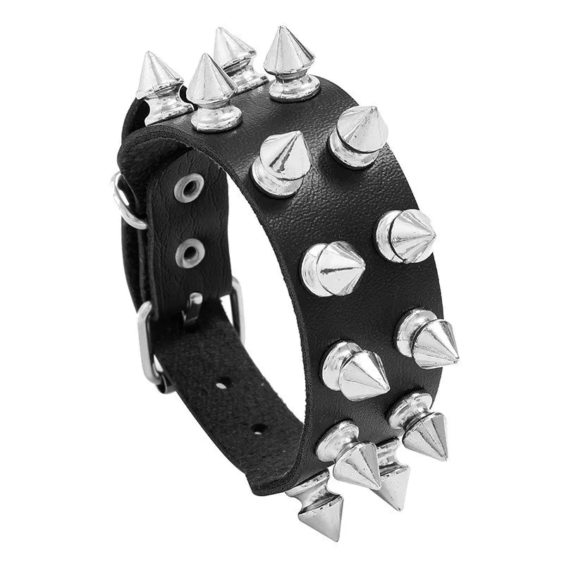 Punk Rivet Cuff Bracelet - Metal Edgy and Stylish - Premium Bracelet from Lizard Vigilante - Just $19.88! Shop now at Lizard Vigilante