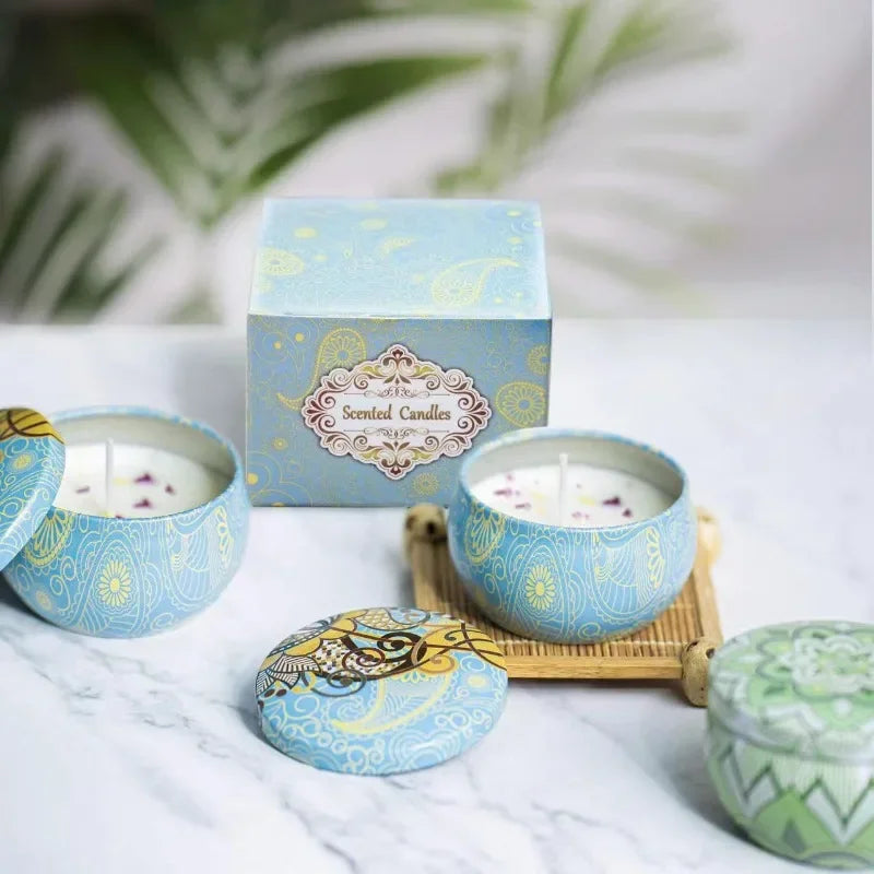 1Pcs/Box Scented Candle Set Gift Islamic Arabian Patterns Fragrance Candle Jar DIY Smokeless Couples Romantic Incense Candles