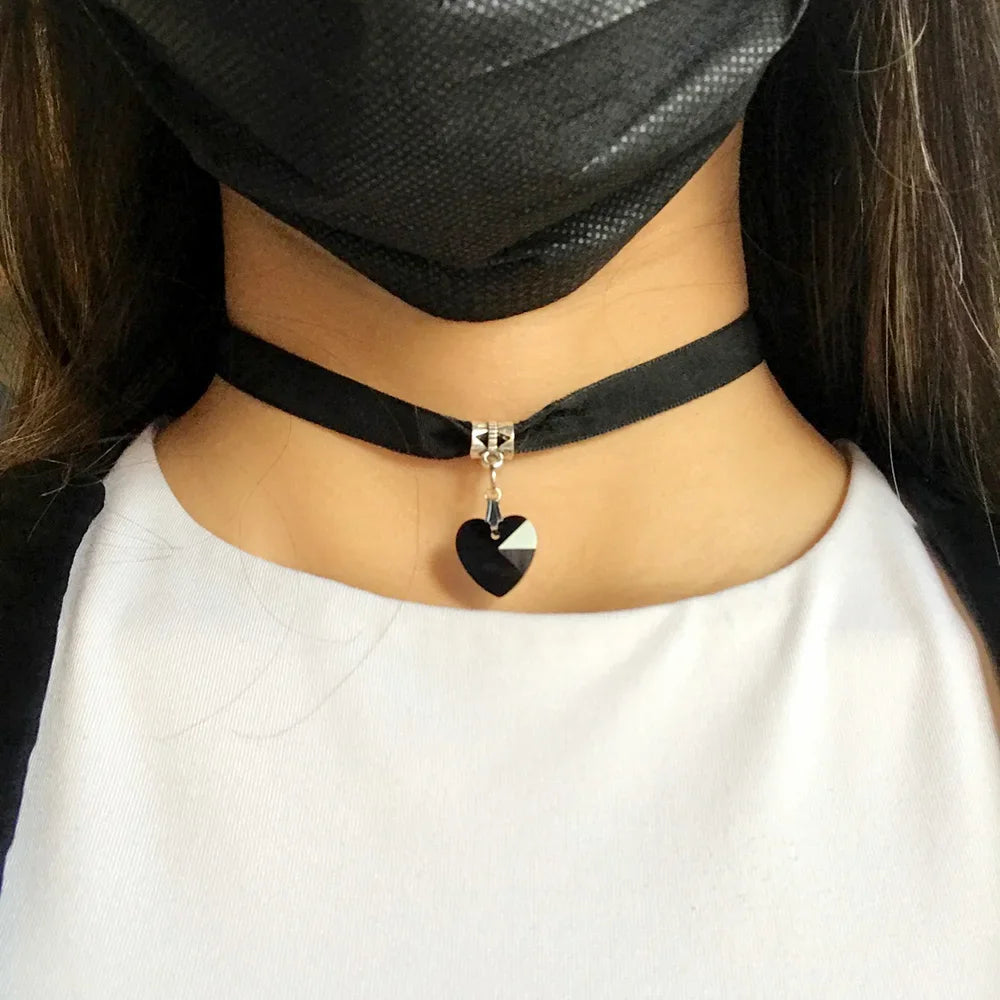 Vintage Gothic Heart Charm Choker Necklace – Steampunk Black Leather Punk Collar with Heart Lock Pendant for Women and Men - Premium necklace from Lizard Vigilante - Just $28.88! Shop now at Lizard Vigilante