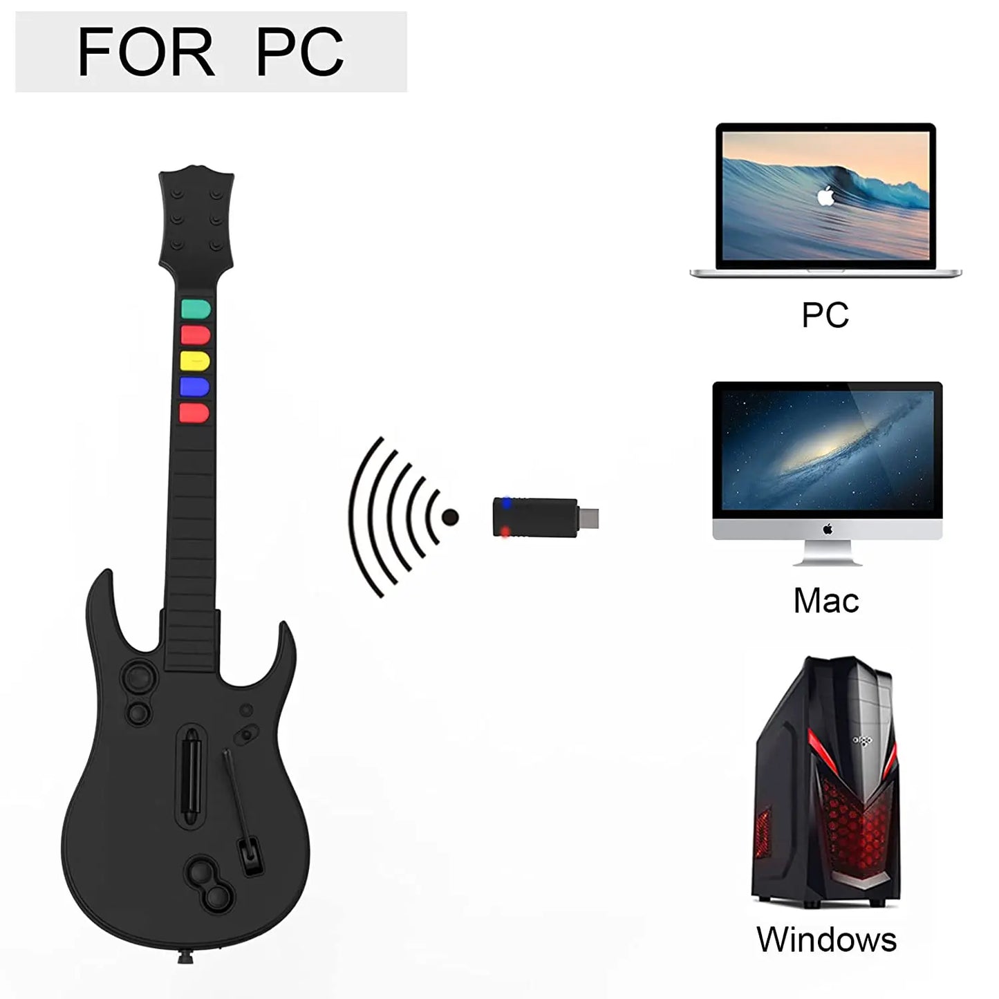 DOYO 2.4G Wireless Guitar Hero Controller for PC PS3 Compatible With Clone Hero Rock Band Games Remote Joystick Console - Premium guitar hero guitar from Lizard Vigilante - Just $99.99! Shop now at Lizard Vigilante