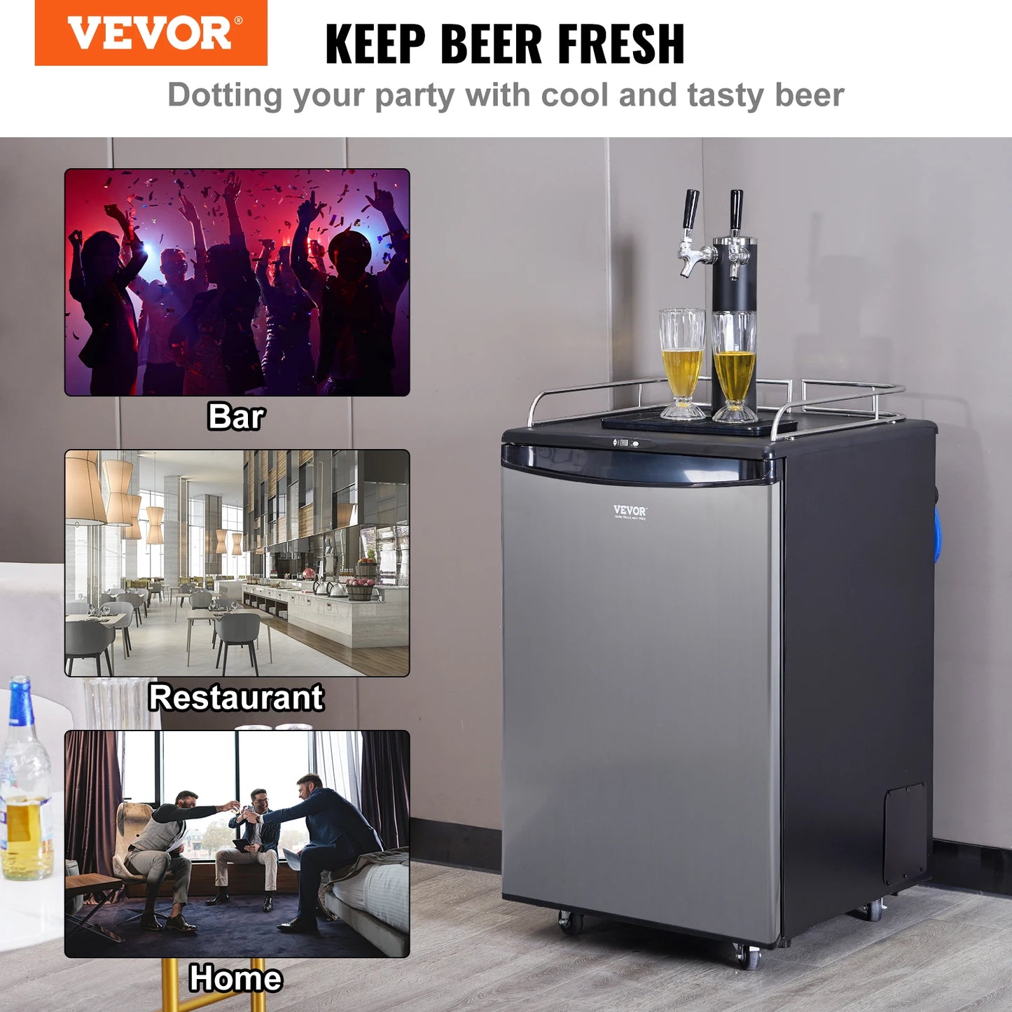 VEVOR 163L Electric Beer Kegerator Beer Cooling Portable Draft Beer Dispenser Pressurized Equipment Dual Tap for Commercial Home - Premium  from Lizard Vigilante - Just $1019.99! Shop now at Lizard Vigilante