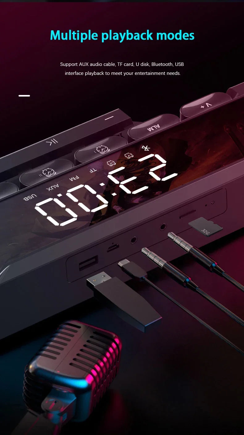 Wireless Bluetooth Game Speaker Soundbar USB 3D Stereo Subwoofer FM Home Clock Indoor Sound Bar Computer Loudspeaker Hot Sale