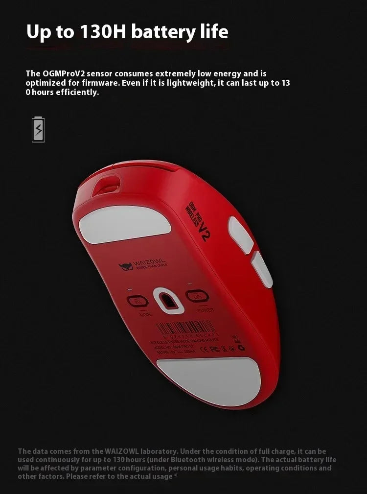 Waizowl OGM Pro V2 Hades Gaming Mouse Customize Wireless Three-Mode Paw3950 30000dpi Lightweight Gaming Mouse E-sports Ergonomic