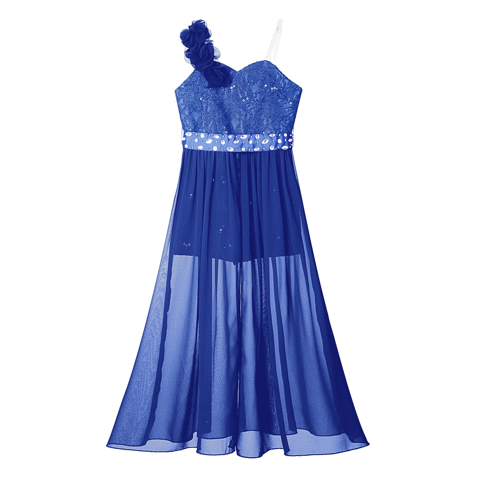 Girls Elegant Party Dress – Sequin Beaded Asymmetrical Gown with Lace Chiffon Overlay, Birthday, Wedding, Prom Pageant Dress - Premium dress from Lizard Vigilante - Just $34.99! Shop now at Lizard Vigilante