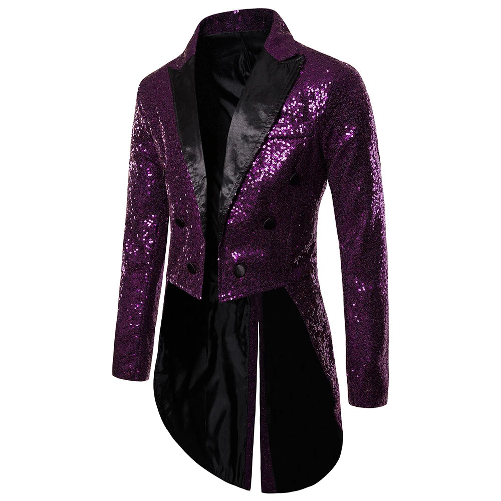 Men's Sequin Button Tuxedo Blazer – Stylish Coat for Weddings and Celebrations - Premium blazer from Lizard Vigilante - Just $53.88! Shop now at Lizard Vigilante