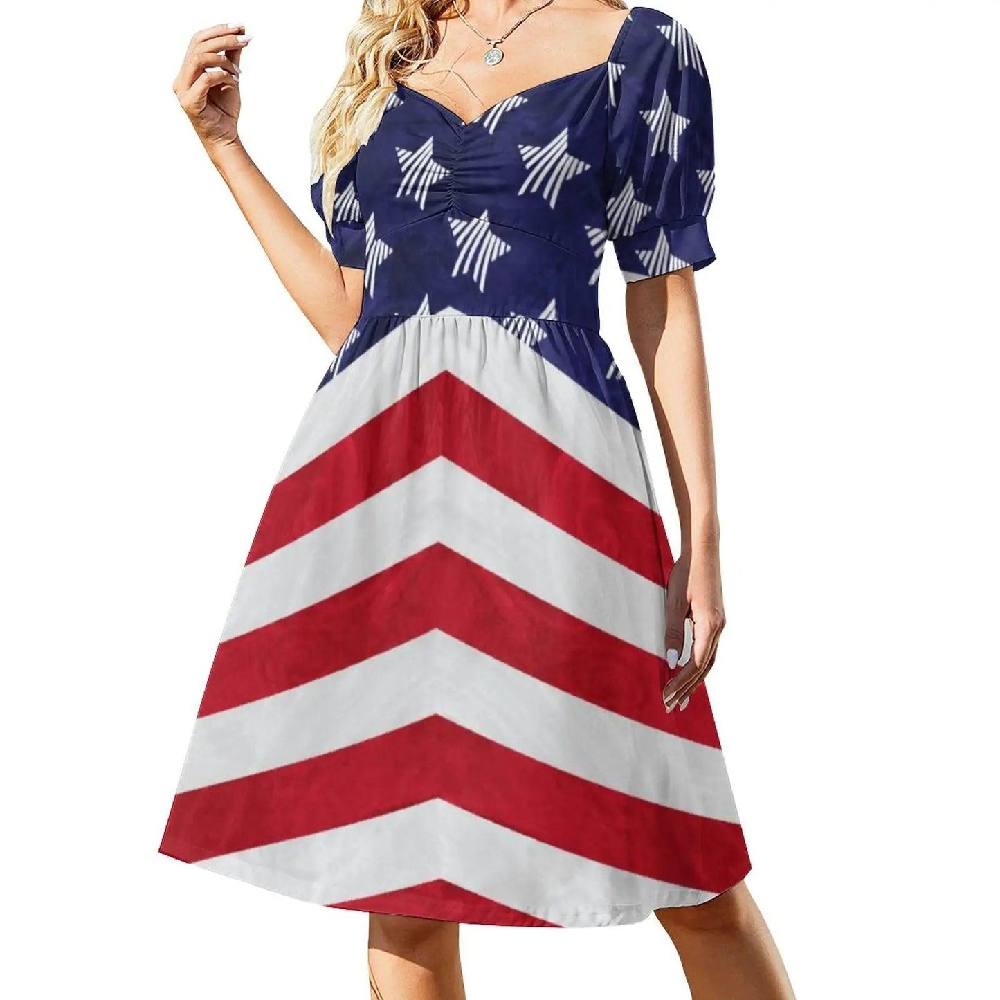 Soft American Flag Dress Sexy V Neck Celebrate USA Red White Blue Festival Dresses Basic Casual Dress Print Oversize Vestido - Premium dresses from Lizard Vigilante - Just $30.99! Shop now at Lizard Vigilante