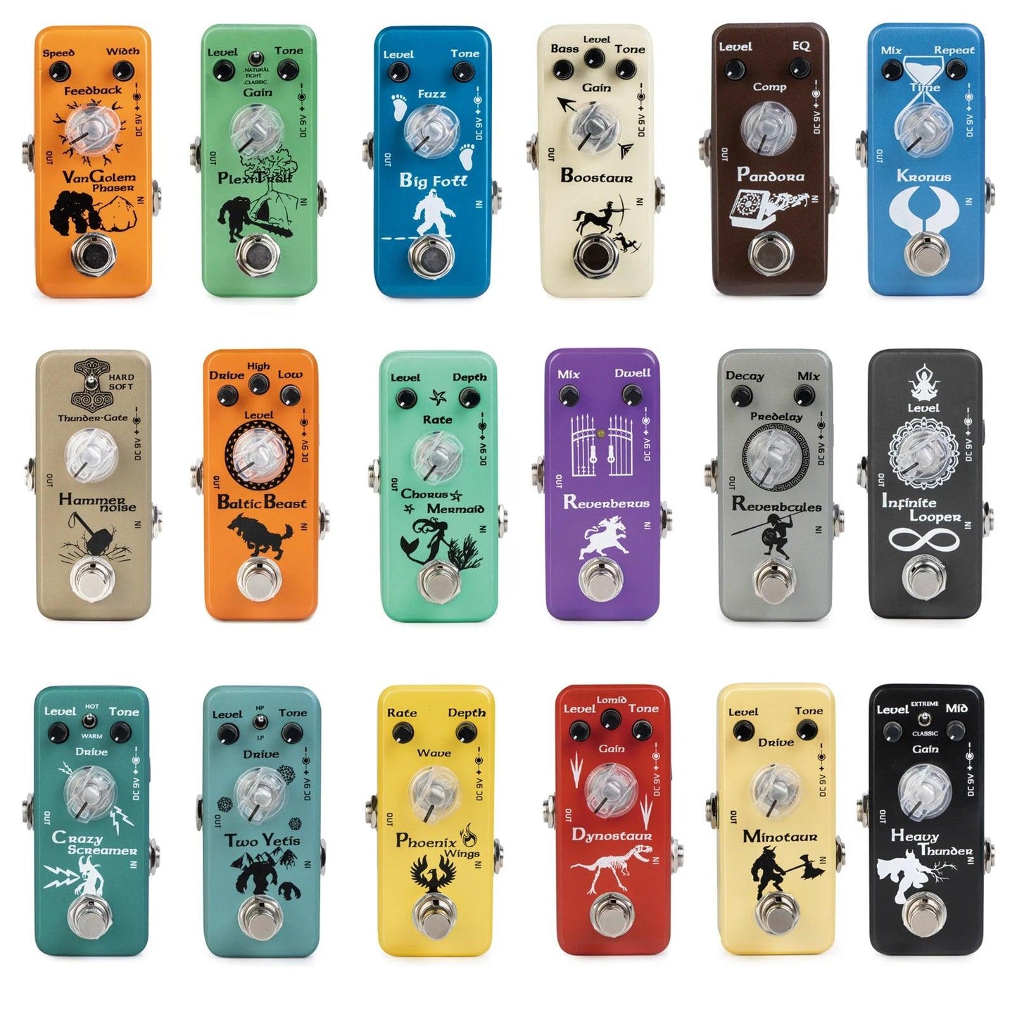 Movall Electric Guitar Effect Pedals Distortion/Overdrive/Delay/Reverb/Tremolo/Compressor/Noise Gate/Chorus/Phaser/Fuzz/Boost - Lizard Vigilante