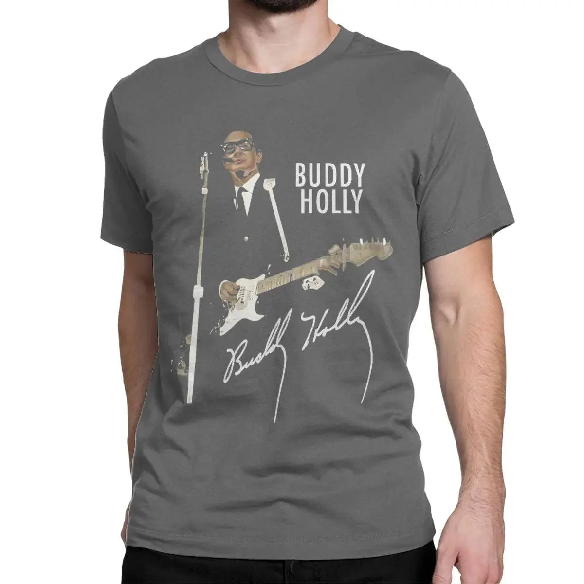 Buddy Holly Rocker Men Women T Shirts Rock Leisure Tee Shirt Short Sleeve Round Collar T-Shirts 100% Cotton Gift Idea Clothes - Premium T-Shirt from Lizard Vigilante - Just $27.05! Shop now at Lizard Vigilante