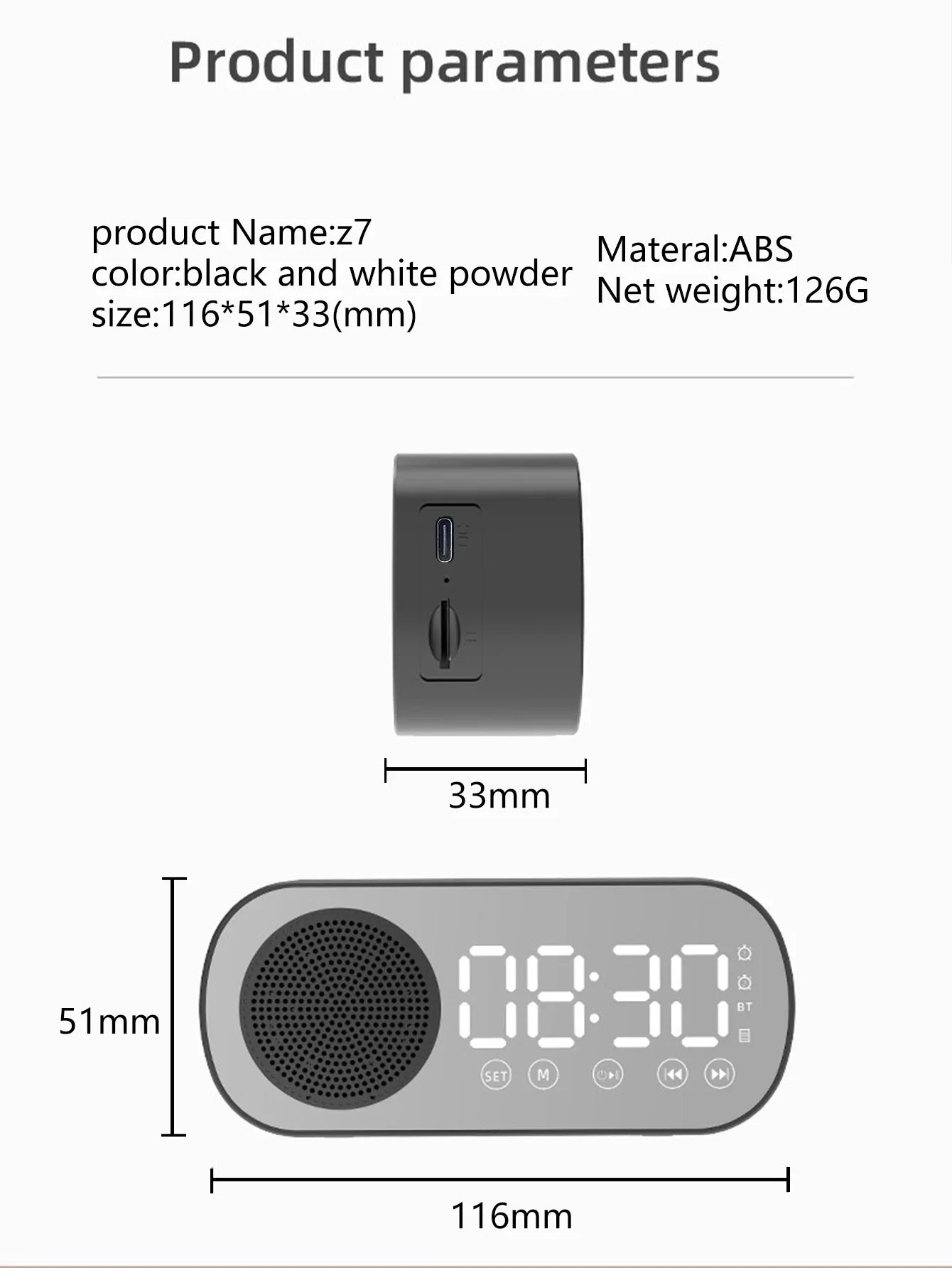 Wireless Bluetooth Speaker, Multi-functional Loud Subwoofer Clock, Mini AI Smart Alarm Clock Speaker