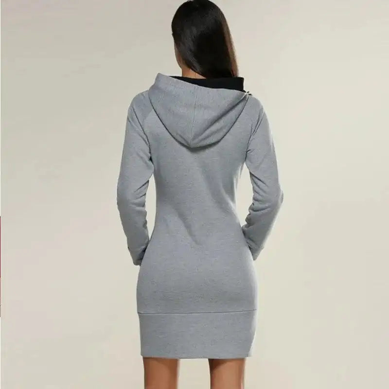Women Winter Warm Hooded Pullover Sweatshirt Long Dress Sweatshirt Hoodies Women