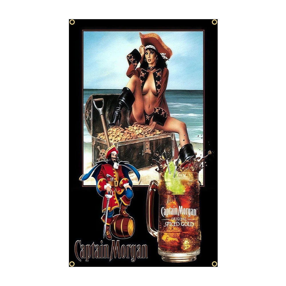 Captain Morgan Rum Flag 3x5 Ft - 90x150cm Printed Polyester Banner for Wall Decor, Parties, and Bars - Premium flag from Lizard Vigilante - Just $11.99! Shop now at Lizard Vigilante