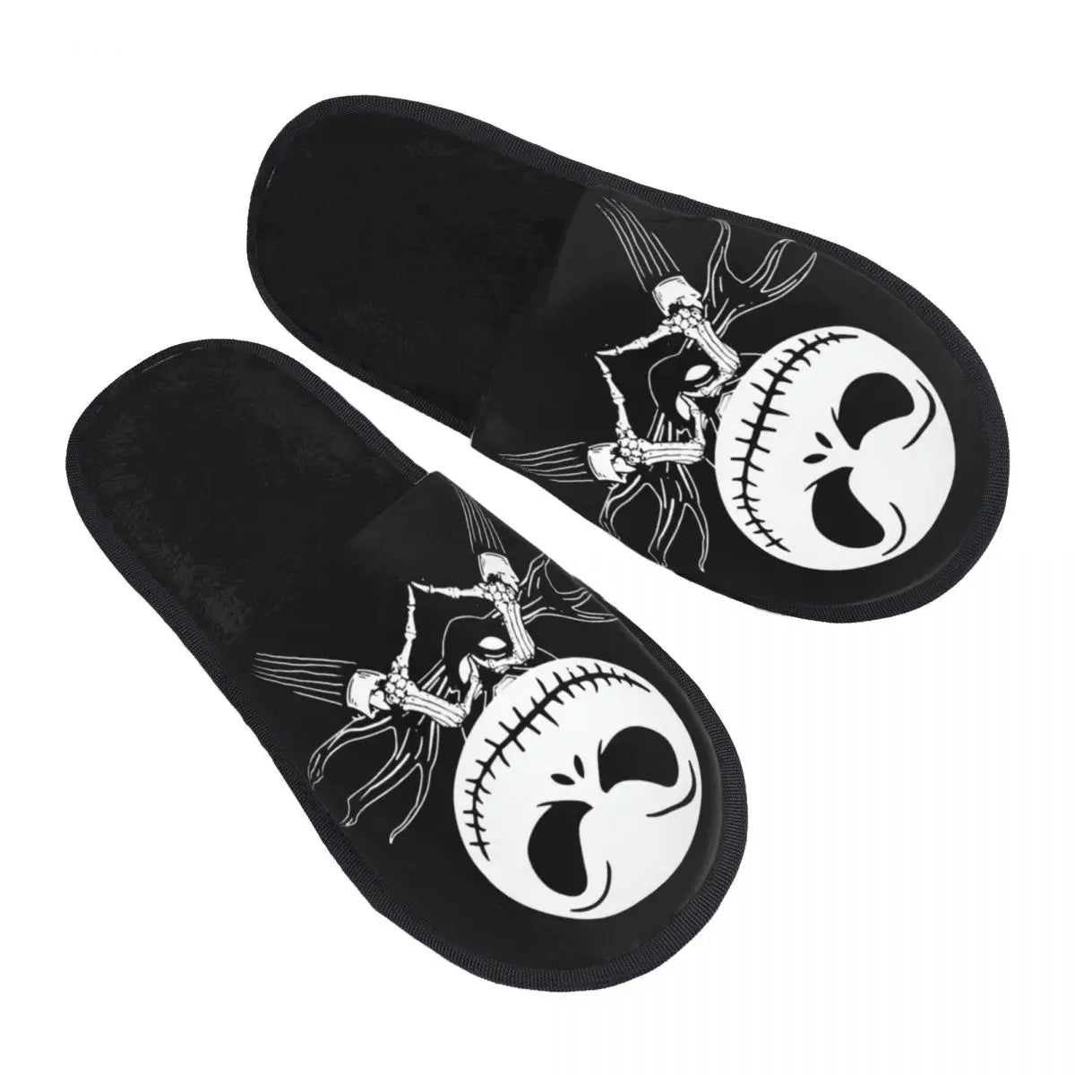 Jack Skellington Memory Foam Slippers – Warm & Fluffy Indoor/Outdoor Halloween Nightmare Shoes - Premium slippers from Lizard Vigilante - Just $23.88! Shop now at Lizard Vigilante