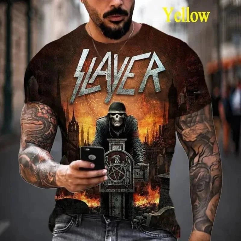 Slayer 3D Printed Men's Casual Hip Hop Crew Neck T-Shirt - Premium T-Shirt from Lizard Vigilante - Just $23.99! Shop now at Lizard Vigilante