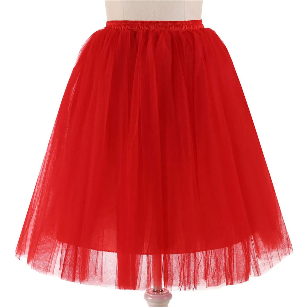 Elegant Women Tulle Skirt Korean Fashion Mesh Womens Pleated Knee Length Skirt Adult Tutu Dancing Skirt Green Party Faldas - Premium  from Lizard Vigilante - Just $12.99! Shop now at Lizard Vigilante