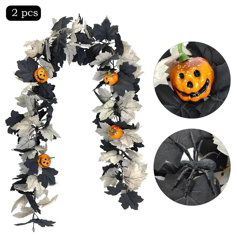 Halloween Pumpkin Cane Flying Indoor Fall Maple Leaf Garland Maple Leaf Autumn Thanksgiving Decor for Party Desk Decor
