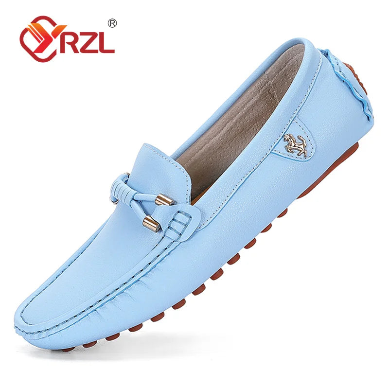 YRZL Men's Handmade Leather Loafers – Casual Slip-On Driving Flats, Luxury Moccasins for Men, Comfortable Shoes Plus Size 37-48 - Premium sandals from Lizard Vigilante - Just $40.99! Shop now at Lizard Vigilante