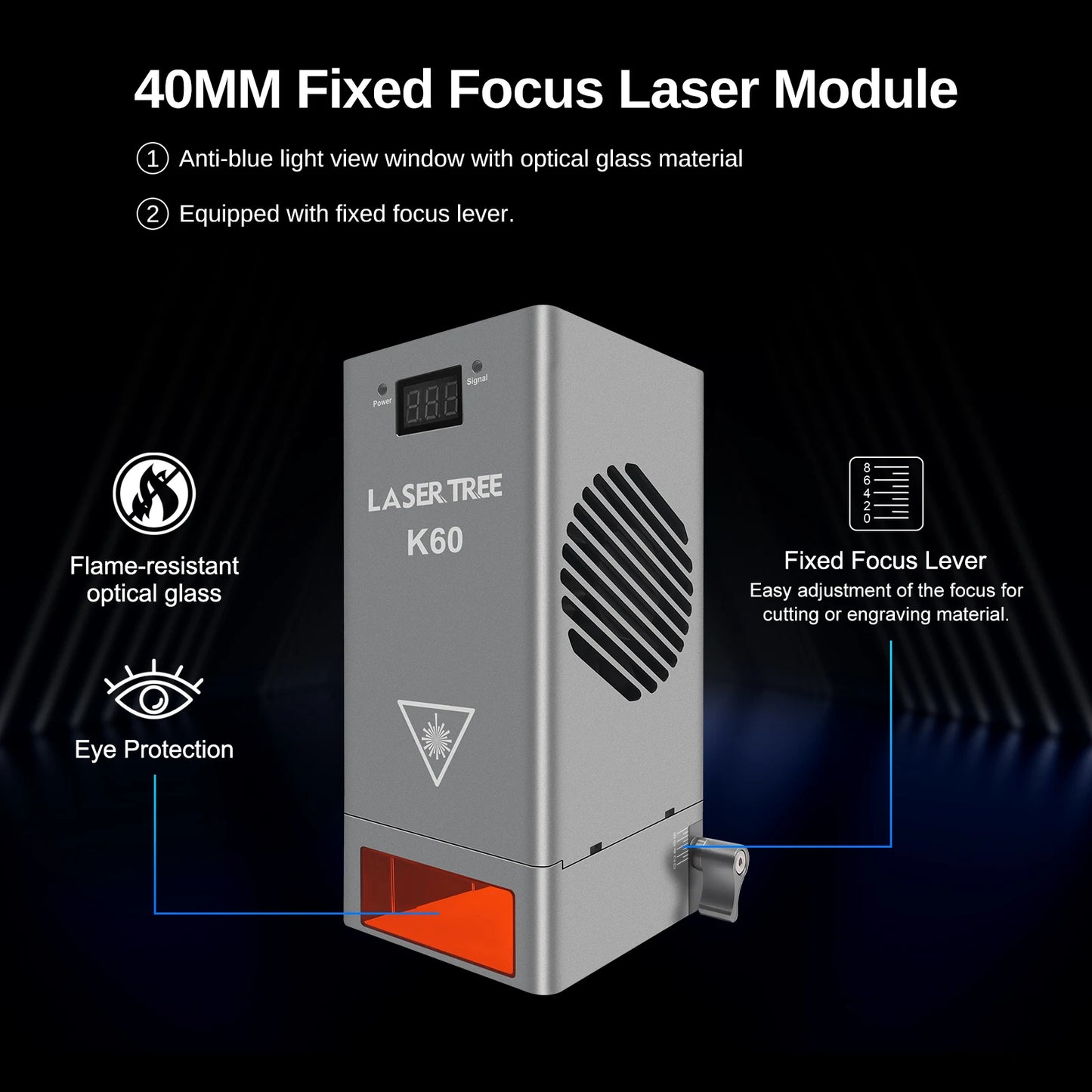 LASER TREE K60 Optical Power 60W Laser Head Adjustable 20W/40W Power Module For CNC Laser Engraver Cutting Woodworking DIY Tools - Premium  from Lizard Vigilante - Just $1838.99! Shop now at Lizard Vigilante