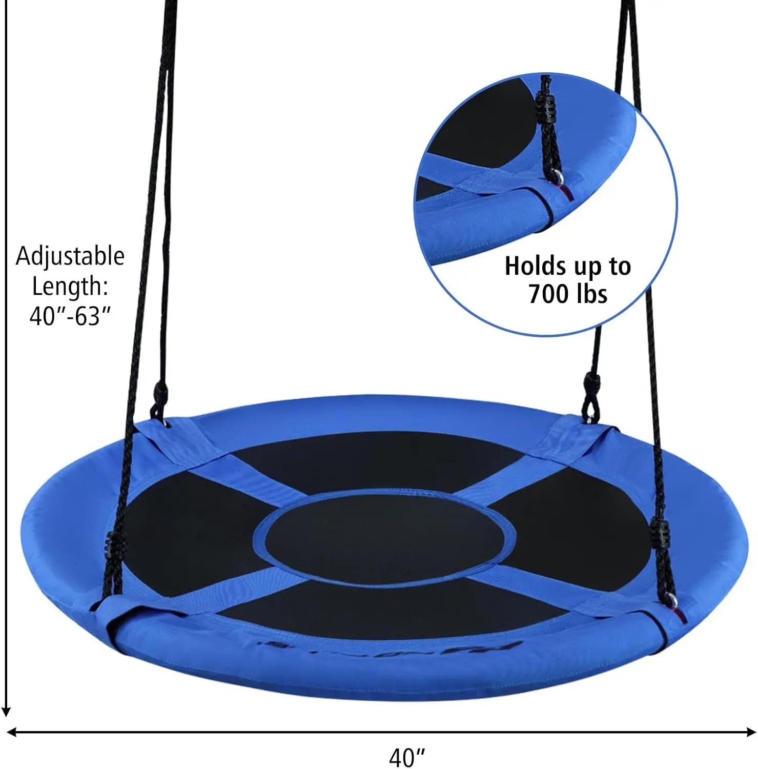 Tree Swing, 40 Inch Saucer Swing for Kids Outdoor, 700 lbs Weight Capacity Round Swing w/ 900D Waterproof Oxford Cloth, Adjustab - Premium  from Lizard Vigilante - Just $63.99! Shop now at Lizard Vigilante