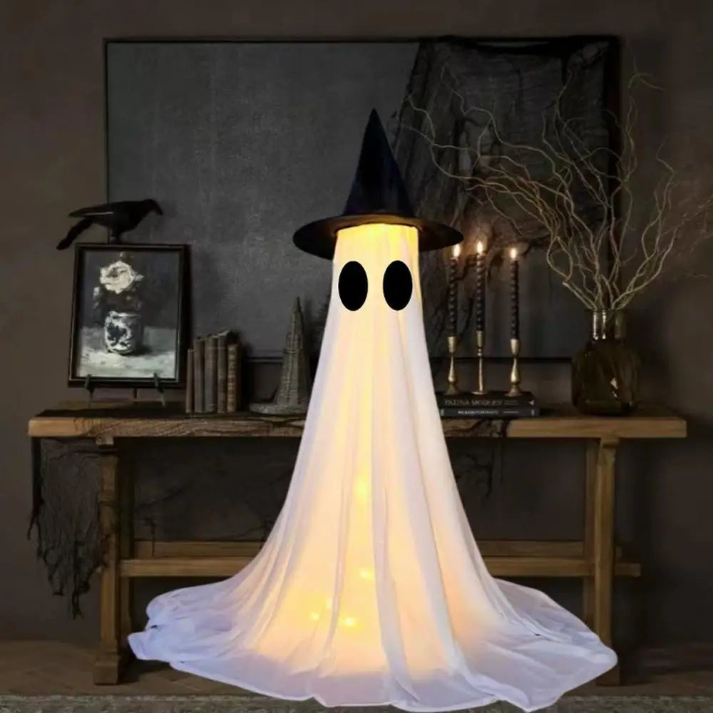Lighted Spooky Ghost Decor Scary Standing Ghost with LED String Lights Home Porch Garden Yard Lawn Party Halloween Decorations