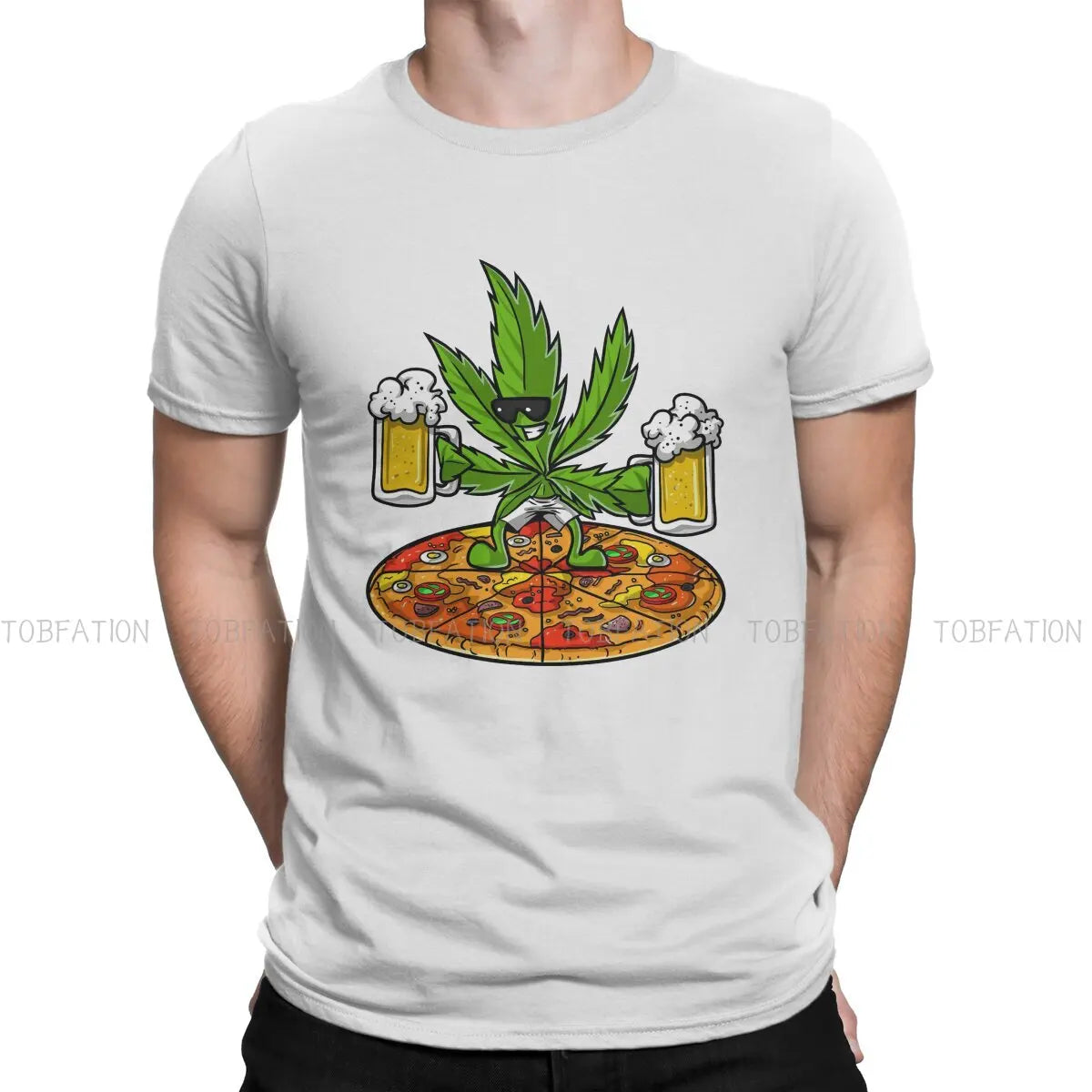 Pizza Lover Beer Party T-Shirt - 420 Marijuana Graphic Tee - Premium T-shirt from Lizard Vigilante - Just $23.88! Shop now at Lizard Vigilante