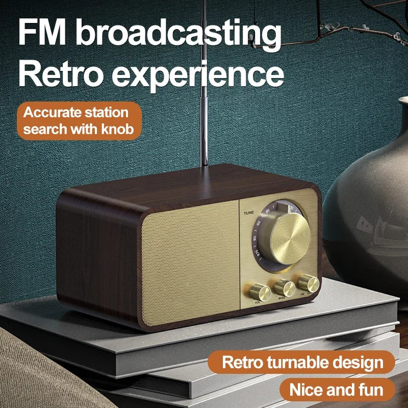 Nostalgic Bluetooth Speaker Bluetooth Sound Retro Classic Speaker Retro Radio Wireless Bluetooth 5.0 Wooden Portable Subwoofer
