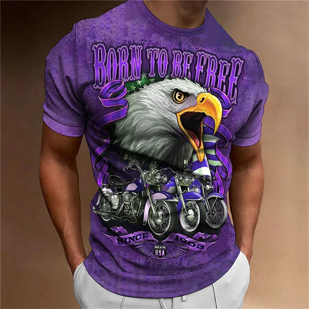 Eagle Motorcycle Retro T-Shirt | Vintage Bike Tee - Premium T-Shirt from Lizard Vigilante - Just $22.99! Shop now at Lizard Vigilante