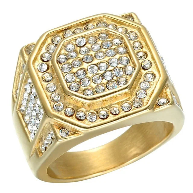 Milangirl Punk Full Zircon Puffed Marine Micro Paved Stone Rings for Men – Iced Out Geometry Hip Hop Jewelry, Unisex Fashion Ring - Premium ring from Lizard Vigilante - Just $38.88! Shop now at Lizard Vigilante