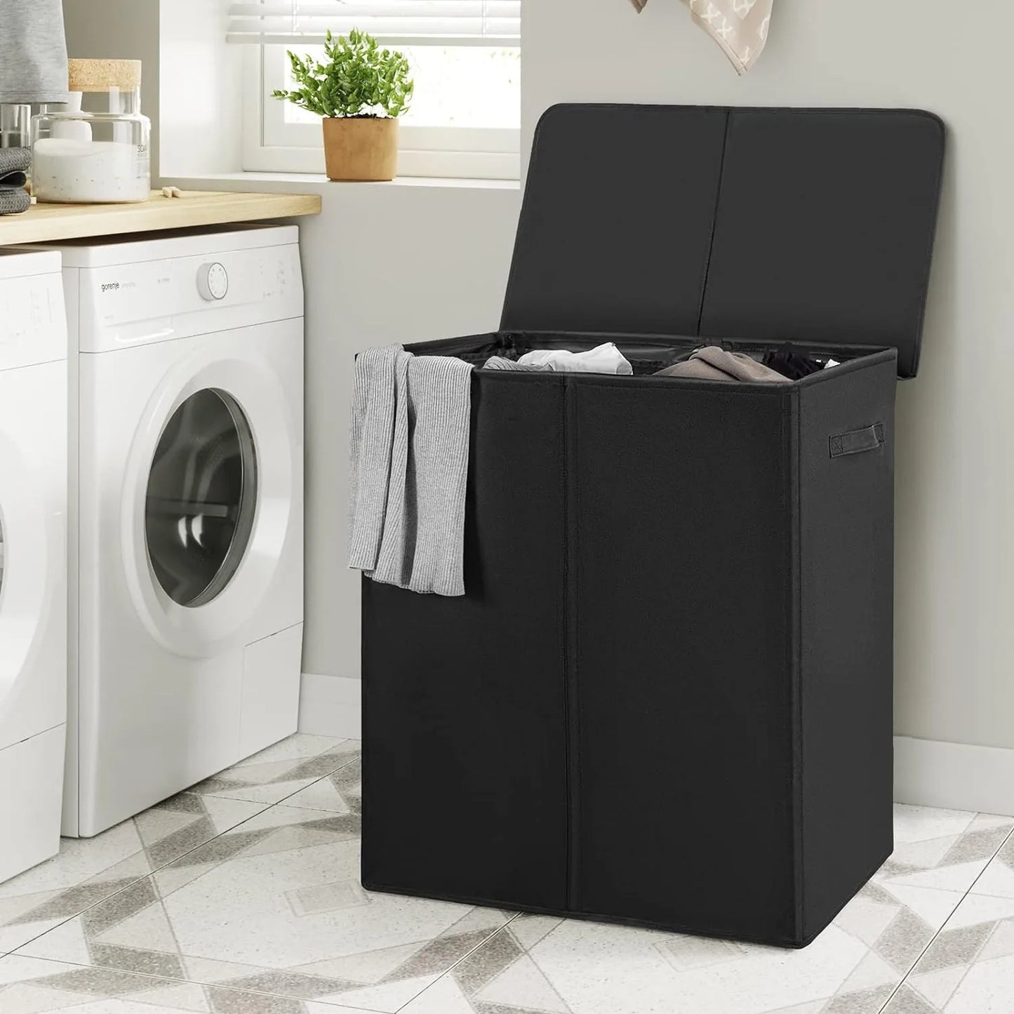 WOWLIVE 154L Double Laundry Hamper with Lid and Removable Laundry Bags, Large Dirty Clothes Hamper 2 section Collapsible - Premium hamper from Lizard Vigilante - Just $56.88! Shop now at Lizard Vigilante