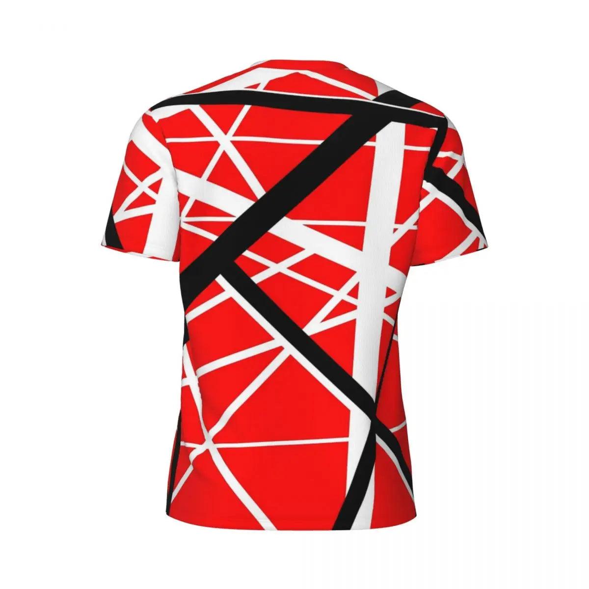 Van Halen T Shirt Red Black and White Line Art Trendy Cool Gym T Shirts Short Sleeve Quick Dry Tops Summer Street Style Top Tees - Lizard Vigilante