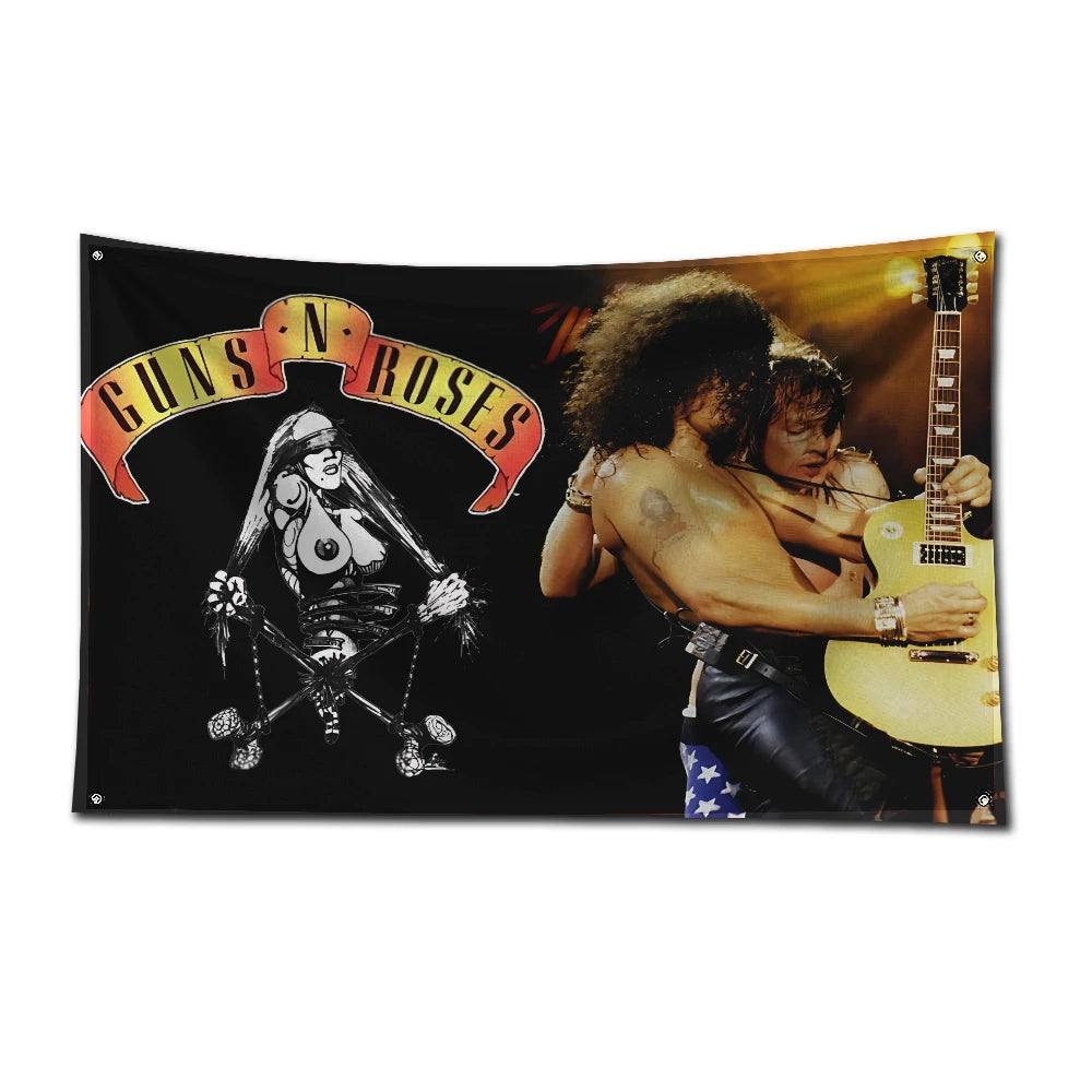 Guns N' Roses Rock Band Flag – 3x5 FT Polyester Banner with Digital Printing and Brass Grommets for Garage or Outdoor Decor - Premium flag from Lizard Vigilante - Just $19.99! Shop now at Lizard Vigilante