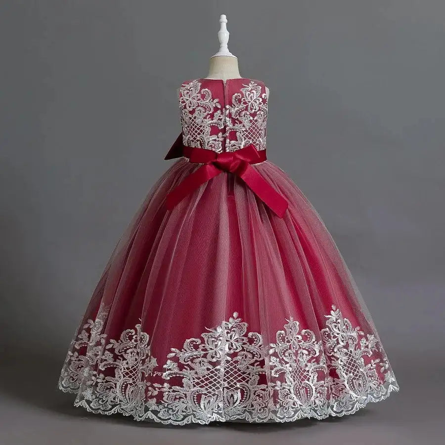 New Christmas Party Princess long dress children's dress children's gauze lace birthday party dinner ball big butterfly dress