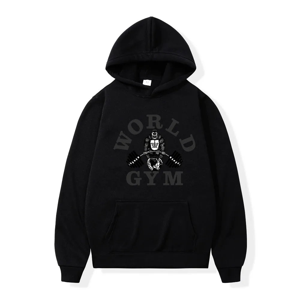 World Gym Harajuku Fleece Hoodie – Hip Hop Streetwear Pullover For Men And Women
