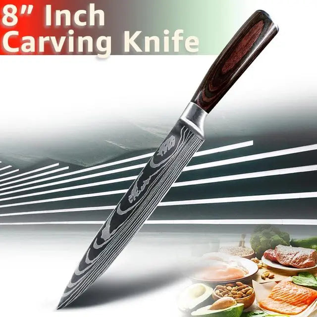 Professional Chef Knife Set – Japanese-Inspired High Carbon Stainless Steel Blades, Santoku & Gyuto Knives for Precision Cutting - Premium knife set from Lizard Vigilante - Just $19.99! Shop now at Lizard Vigilante