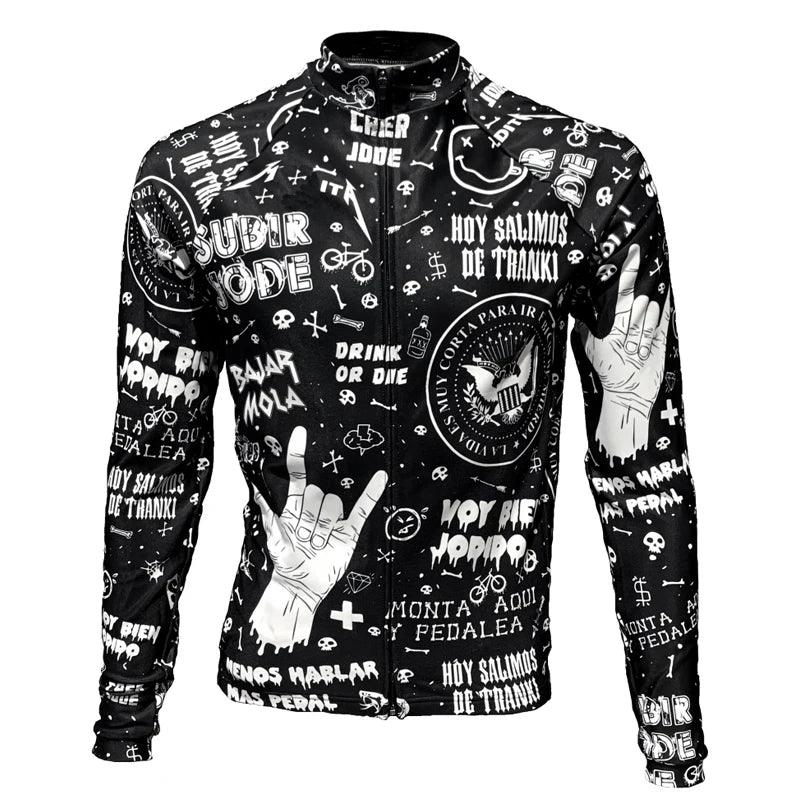 NEW Orange Tattoo Winter Thermal Long Sleeve Rock Cycling Jersey Black Bike & Thin Bicycle Clothing Wear - Premium jacket from Lizard Vigilante - Just $52.99! Shop now at Lizard Vigilante