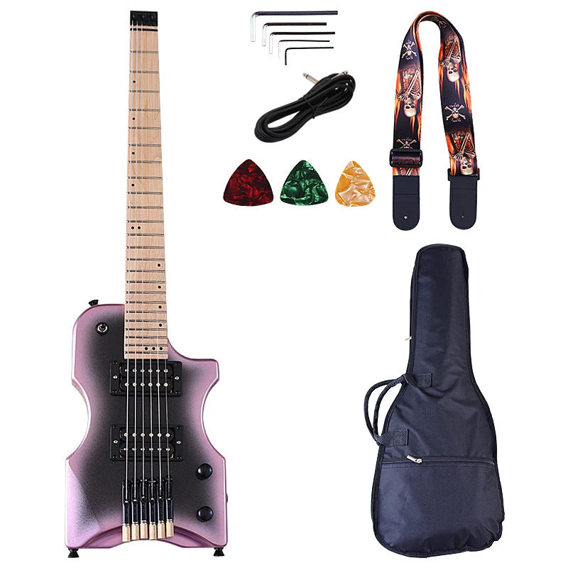 6 String Headless Electric Guitar 30 Inch Solid Ashwood Body Headless Guitar Good Handircaft - Premium  from Lizard Vigilante - Just $259.99! Shop now at Lizard Vigilante